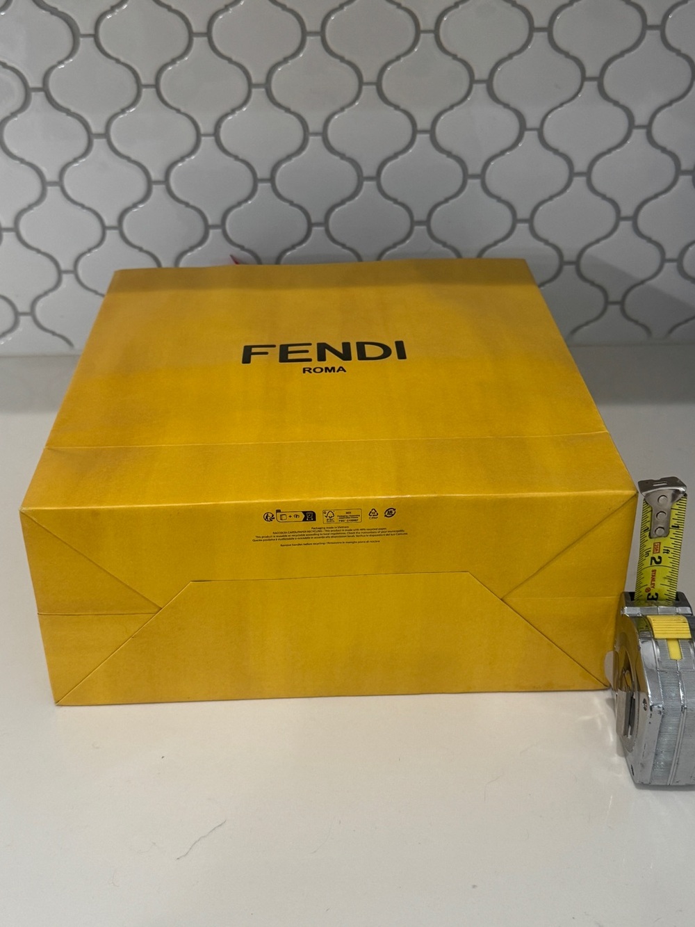 Authentic Fendi Roma Large Hard-Sided Boutique Gift Bag + Satin Ribbon - Picture 10 of 10